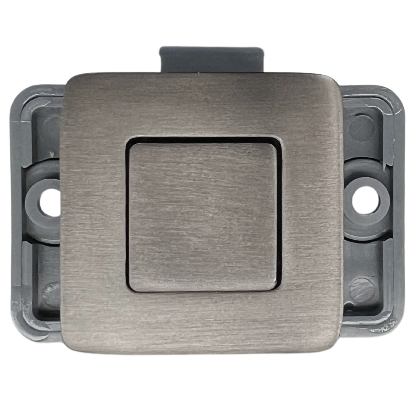 Square Caravan Cabinet Push Button Latch - Brushed Gun Metal Grey