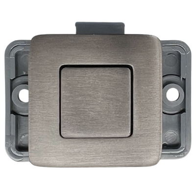 Square Caravan Cabinet Push Button Latch - Brushed Gun Metal Grey