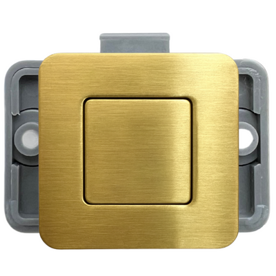 Square Caravan Cabinet Push Button Latch - Brushed Gold