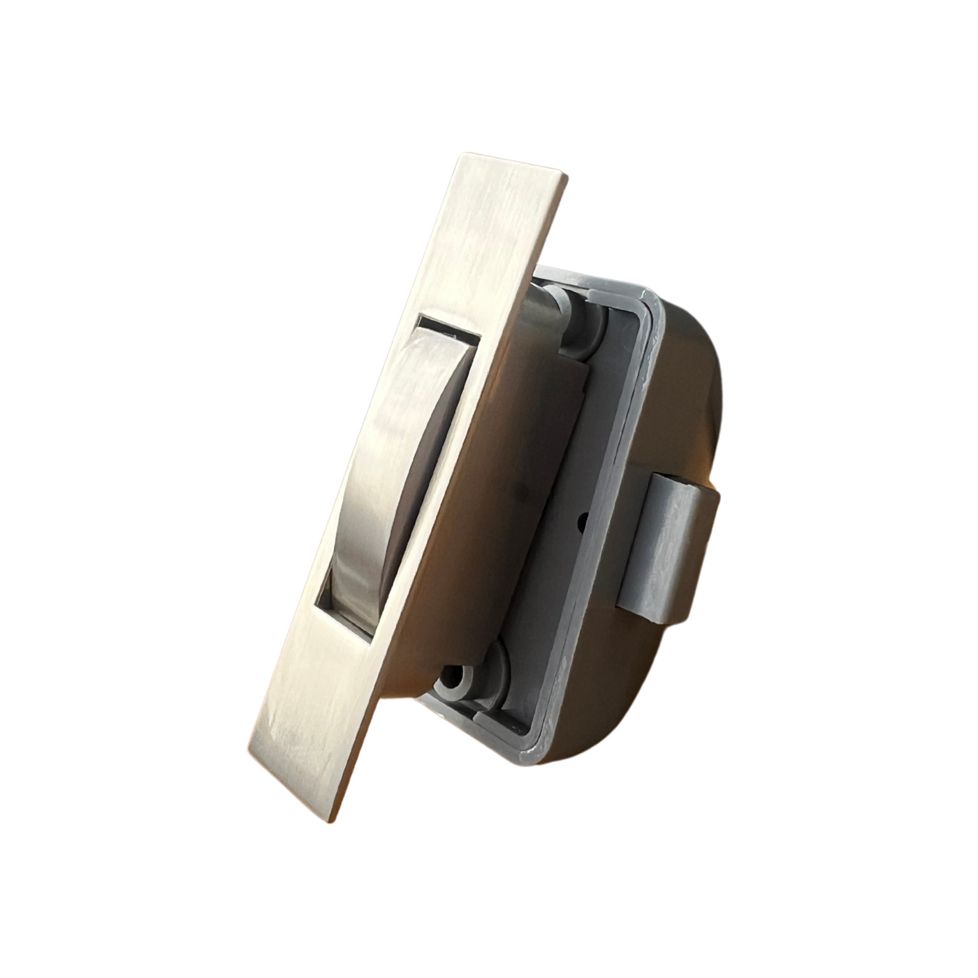 Rectangle Caravan Cabinet Push Button Latch - Brushed Nickel