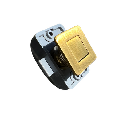 Square Caravan Cabinet Push Button Latch - Brushed Gold