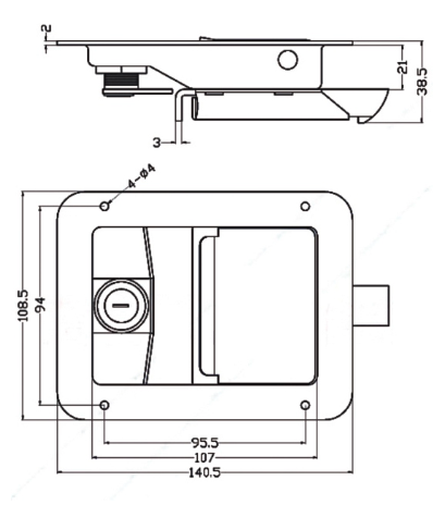 Paddle Latch - 140*108 - Stainless Steel