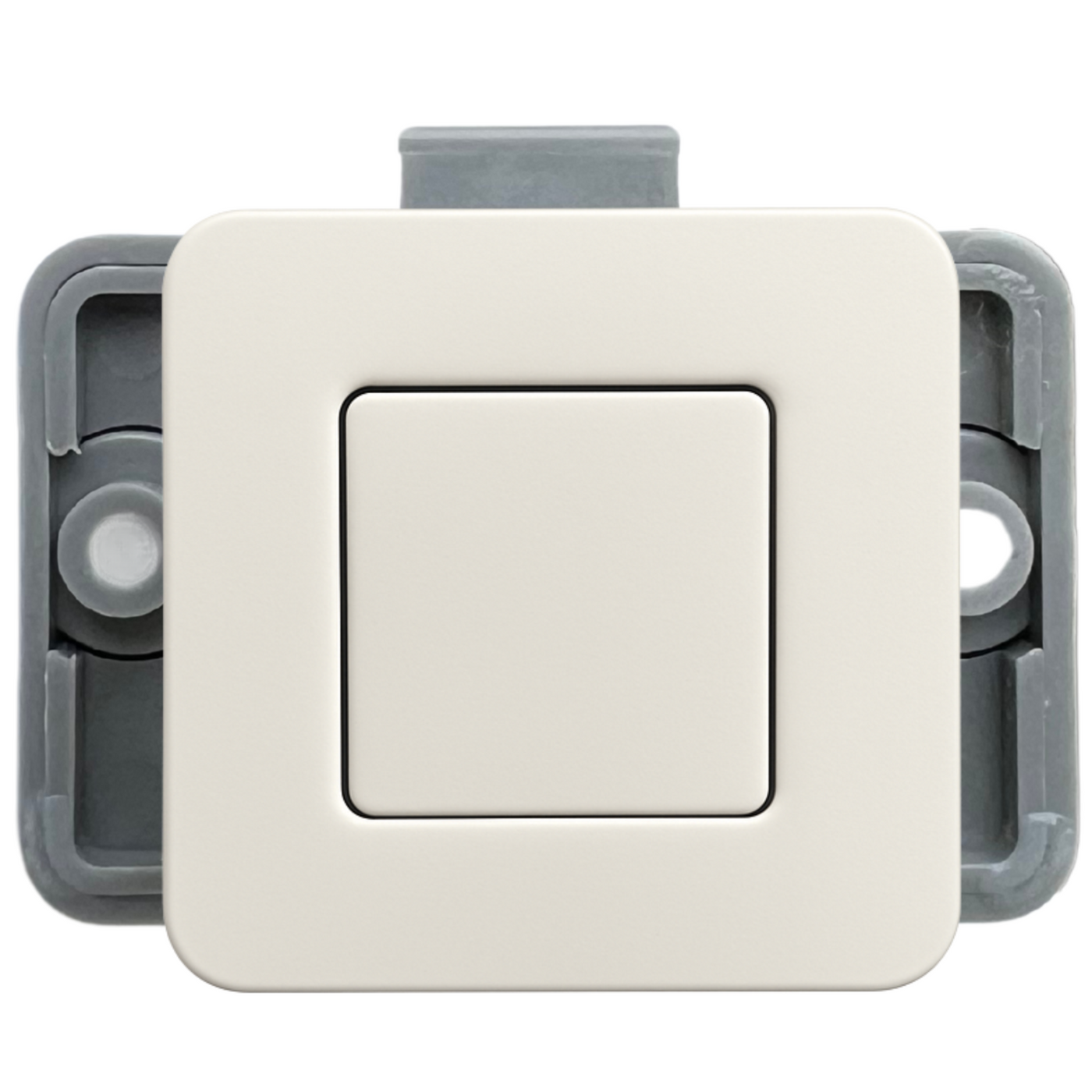 Square Caravan Cabinet Push Button Latch - Satin White