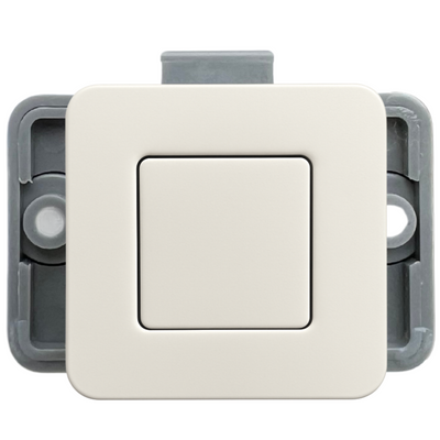 Square Caravan Cabinet Push Button Latch - Satin White