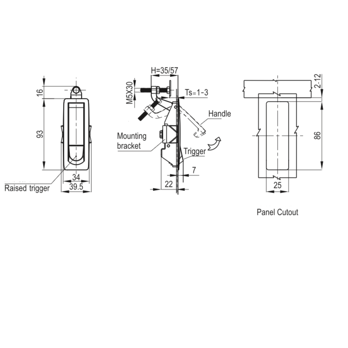 Slimline Lever Compression Latch - Texture Black