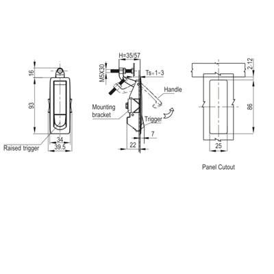 Slimline Lever Compression Latch - Texture Black
