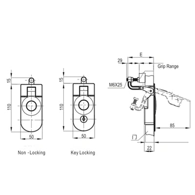 Rounded End Compression Latch - Texture Black (15-29mm)
