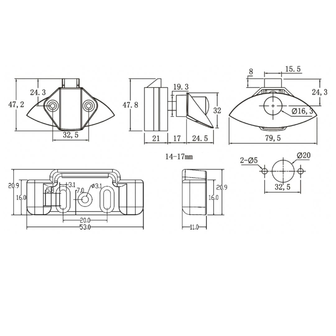 Half Moon Shell Push Latch - TSF Direct