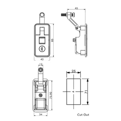 Compression Latch  - Black 71 x 25 - TSF Direct