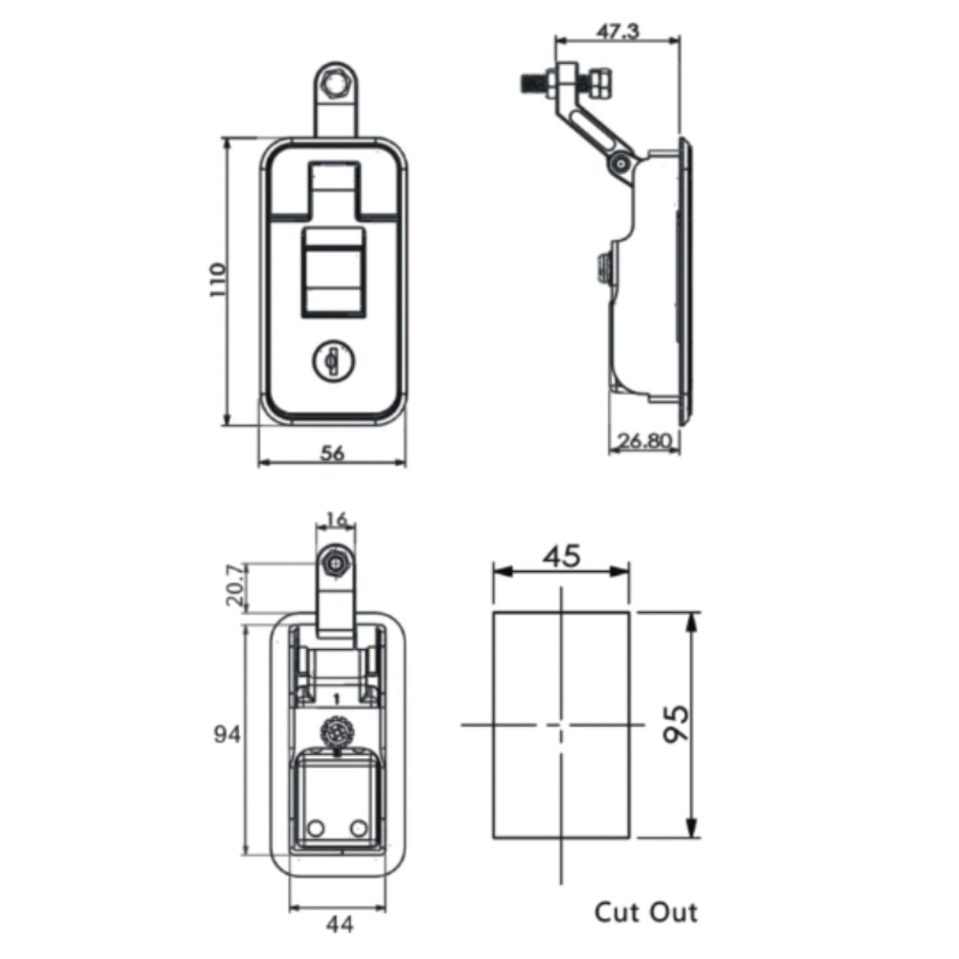Compression Latch - Black 95 x 45 - TSF Direct
