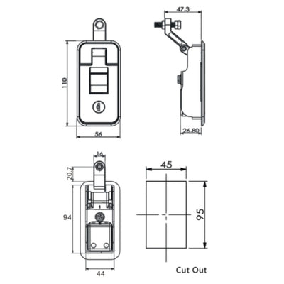 Compression Latch - Black 95 x 45 - TSF Direct