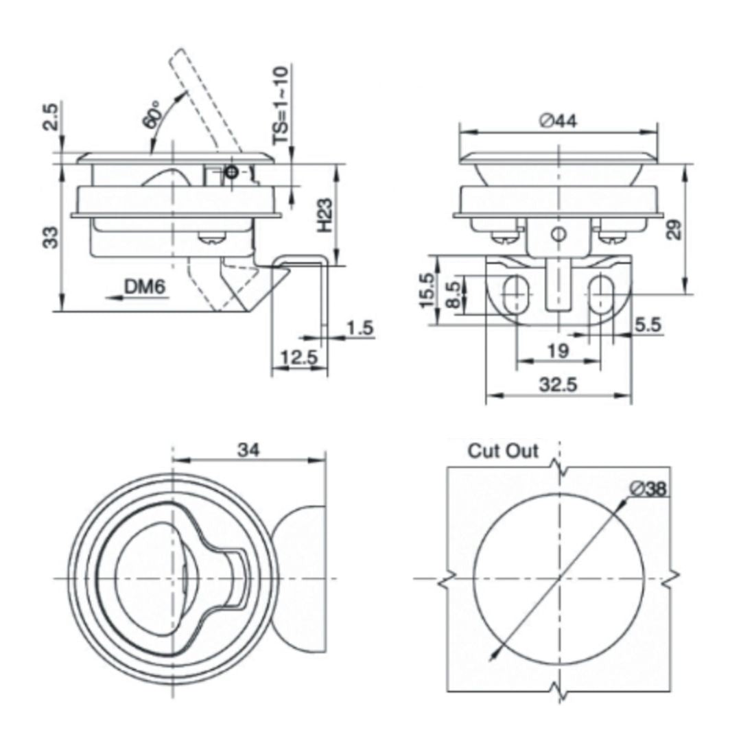 ABS Latch Chrome - TSF Direct